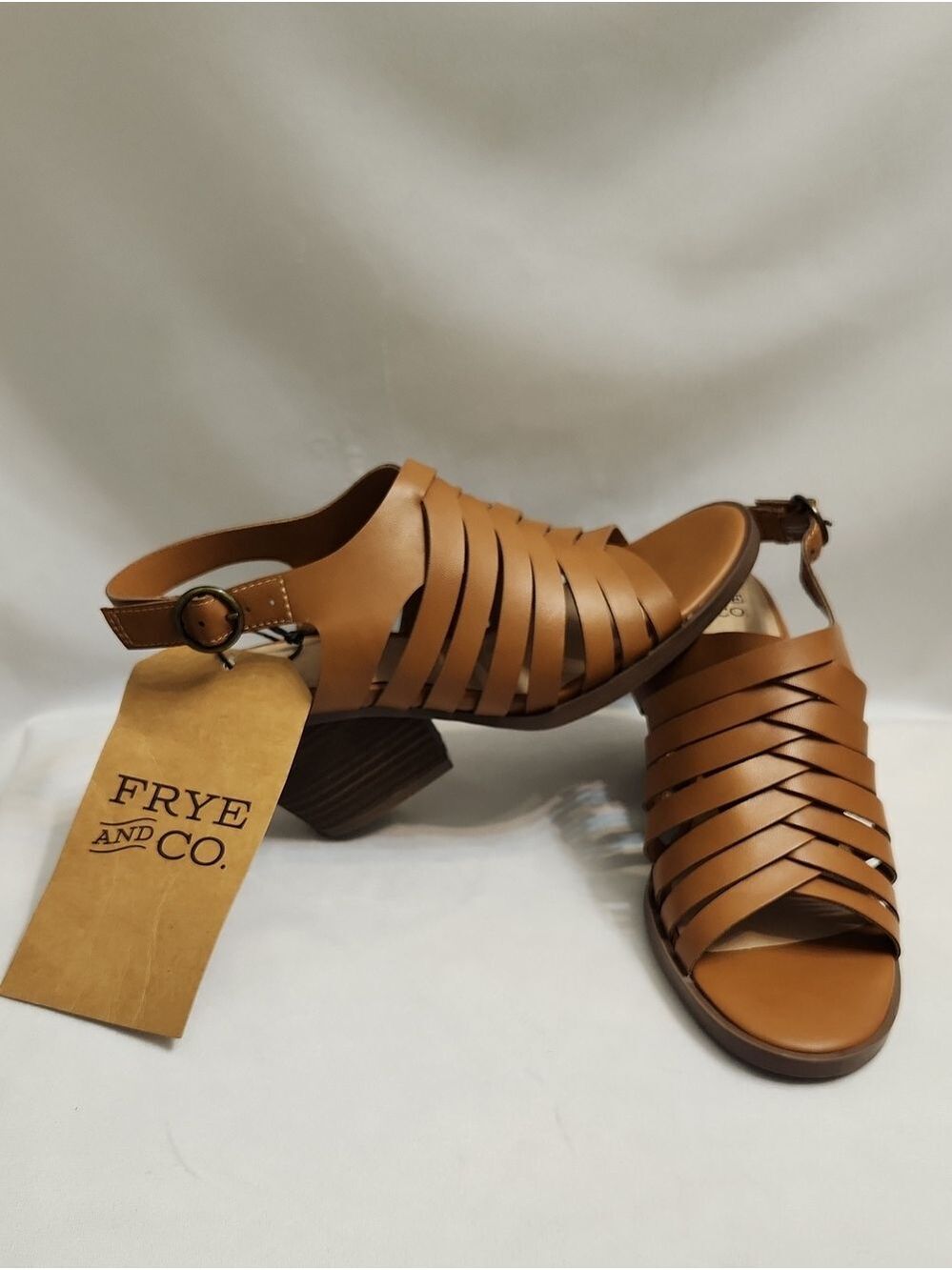 Frye And Co. Galia Brown Strappy Slingback Block Heel Summer Sandals (W Size 6)
